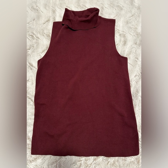Talbots Petites Burgundy Sleeveless Turtleneck Knit Top - Picture 5 of 10